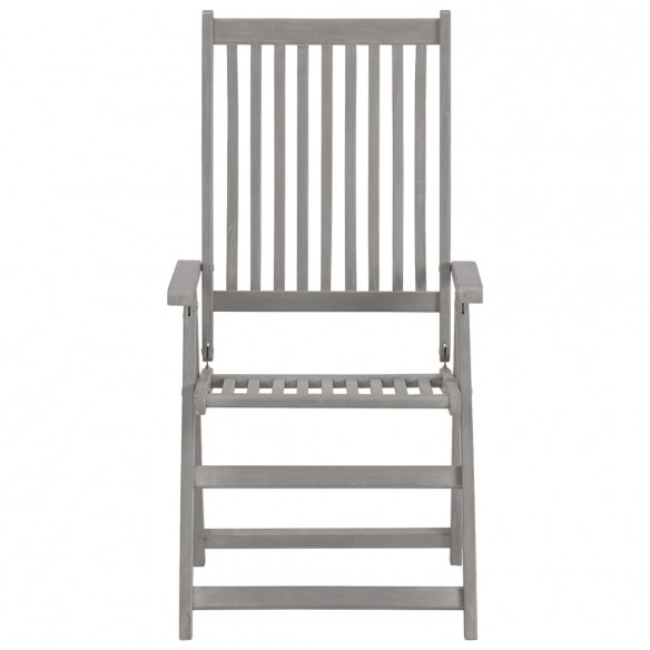 Chaises inclinables de jardin 3 pcs Gris Bois solide d'acacia