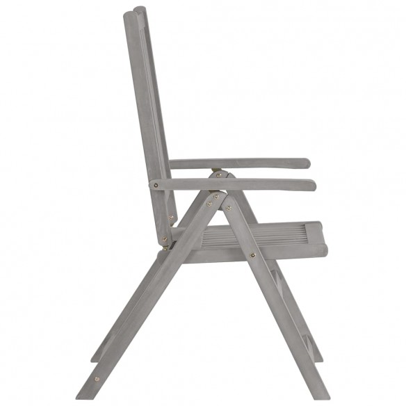 Chaises inclinables de jardin 3 pcs Gris Bois solide d'acacia