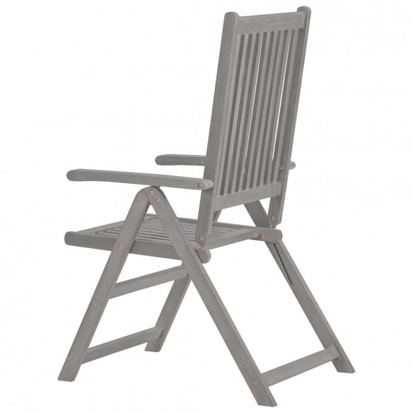 Chaises inclinables de jardin 3 pcs Gris Bois solide d'acacia