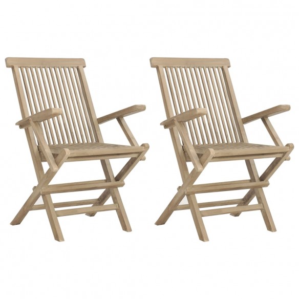 Chaises de jardin pliantes 2pcs gris 56x61x89cm bois de teck