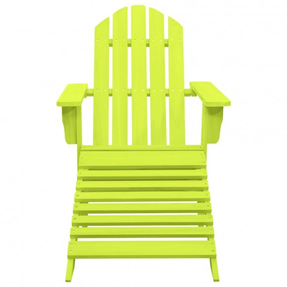 Chaise de jardin Adirondack avec pouf Bois de sapin solide Vert