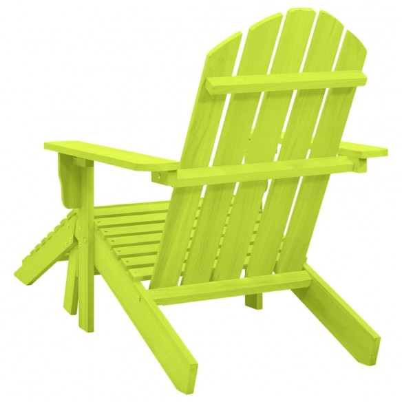 Chaise de jardin Adirondack avec pouf Bois de sapin solide Vert