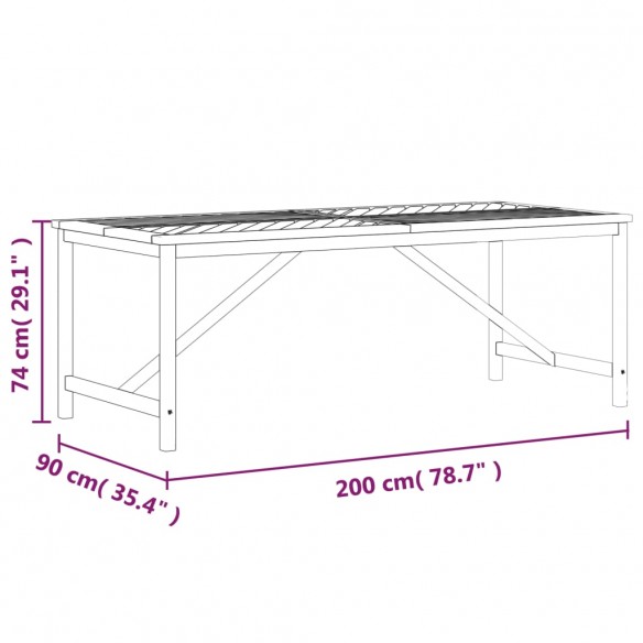 Table à manger de jardin 200x90x74 cm bois d'acacia solide