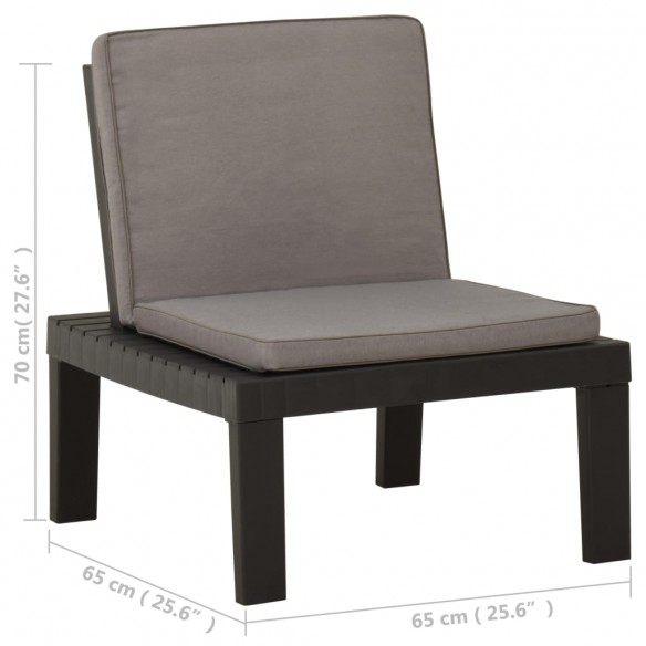 Chaise de salon de jardin avec coussin Plastique Gris