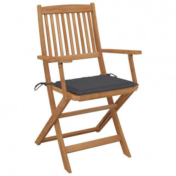 Chaises pliables d'extérieur avec coussins 8 pcs Bois d'acacia