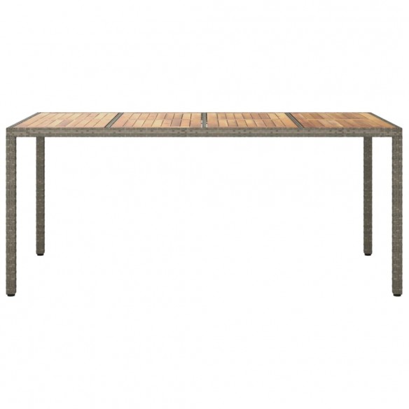 Table de jardin 190x90x75 cm Résine tressée/bois d'acacia Gris