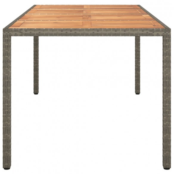 Table de jardin 190x90x75 cm Résine tressée/bois d'acacia Gris