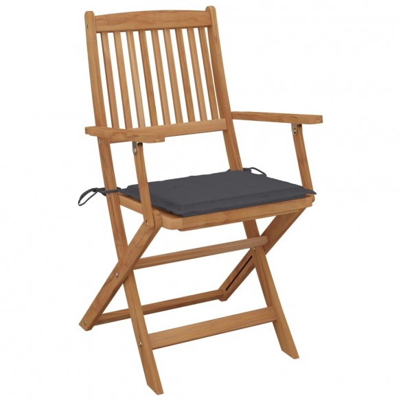 Chaises pliables de jardin 8 pcs avec coussins Bois d'acacia