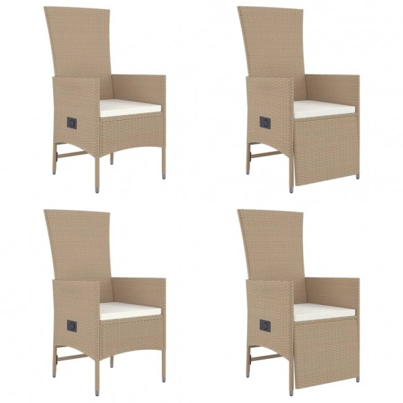 Ensemble à manger de jardin avec coussins 5pcs Beige poly rotin