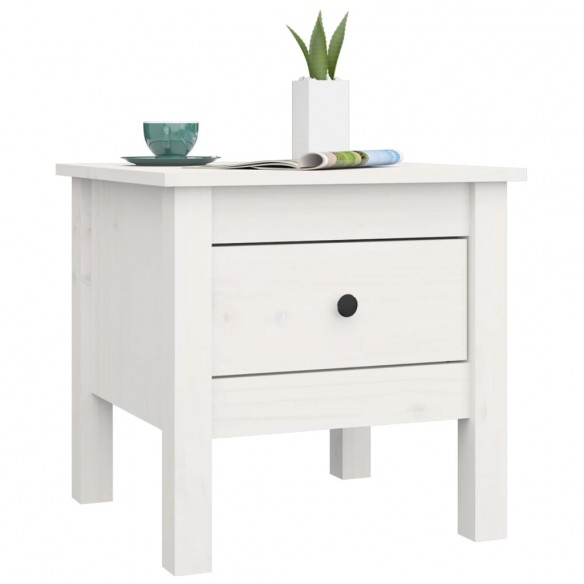 Table d'appoint Blanc 40x40x39 cm Bois massif de pin