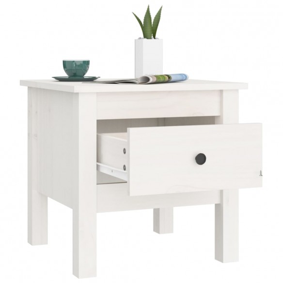 Table d'appoint Blanc 40x40x39 cm Bois massif de pin