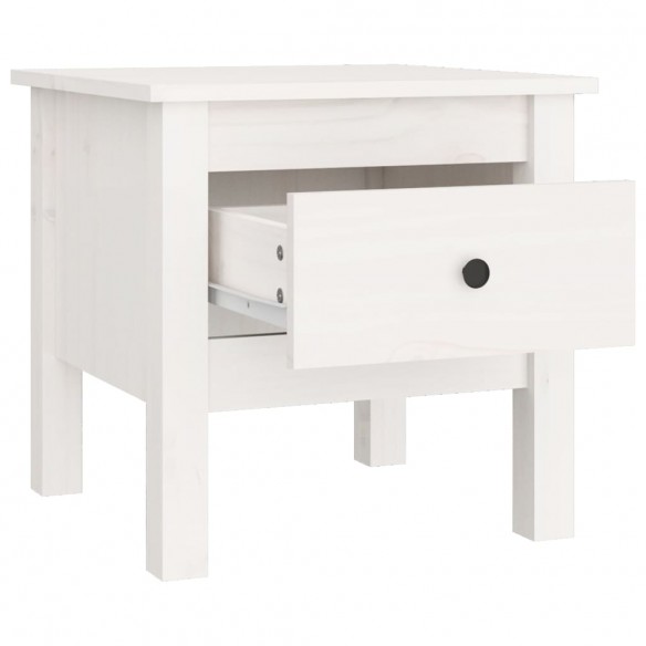 Table d'appoint Blanc 40x40x39 cm Bois massif de pin