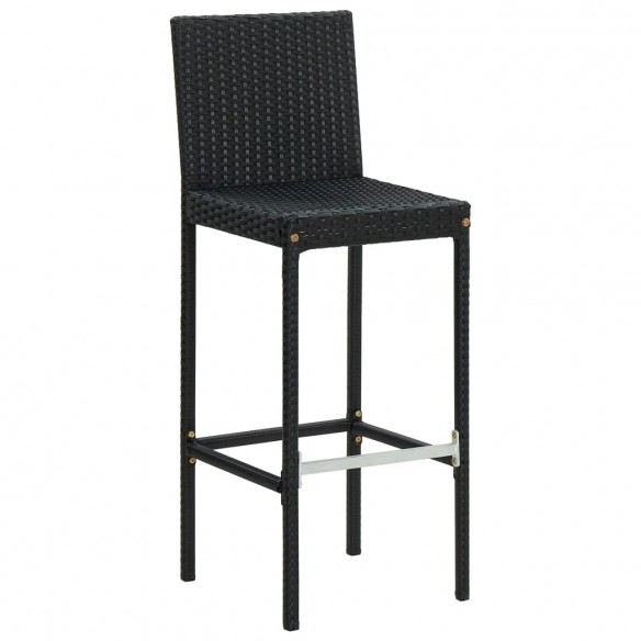 Tabourets de bar avec coussins 6 pcs noir résine tressée