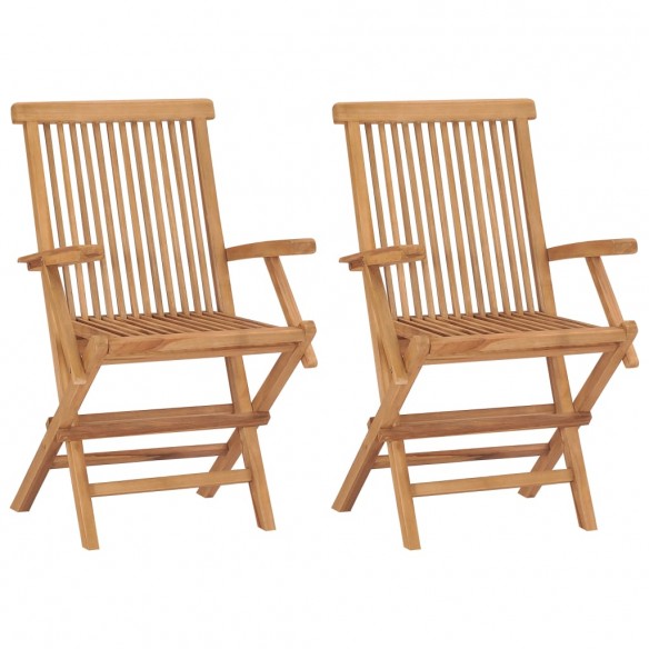 Chaises de jardin avec coussins taupe 2 pcs Bois de teck massif