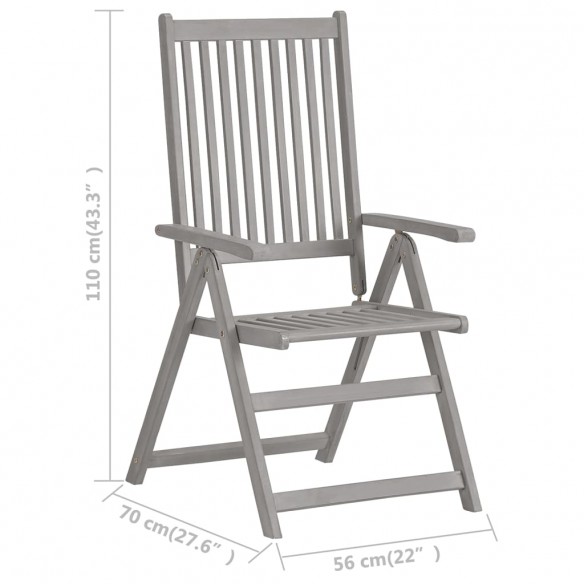 Chaises inclinables de jardin 6 pcs avec coussins Bois d'acacia