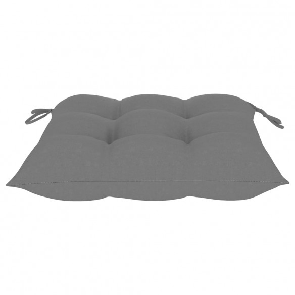 Chaises de jardin 6 pcs avec coussins gris Bois de teck solide