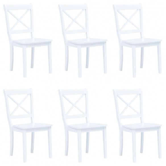 Chaises à manger lot de 6 blanc bois d'hévéa massif