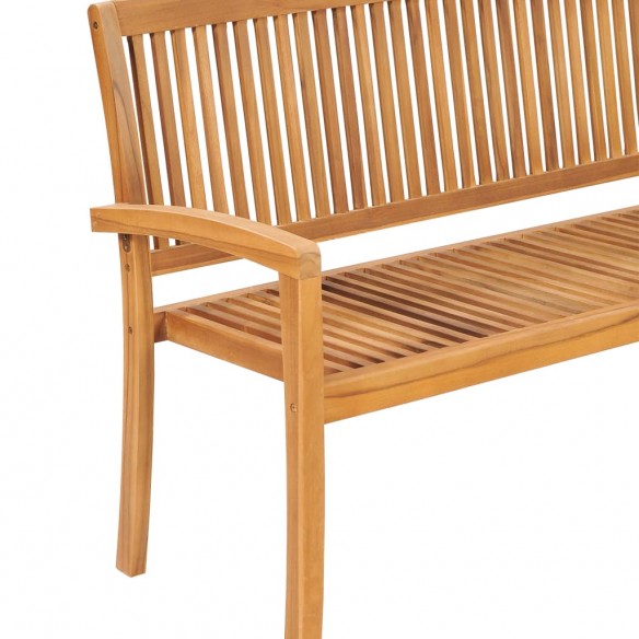 Banc de jardin empilable et coussin 159 cm Bois de teck massif