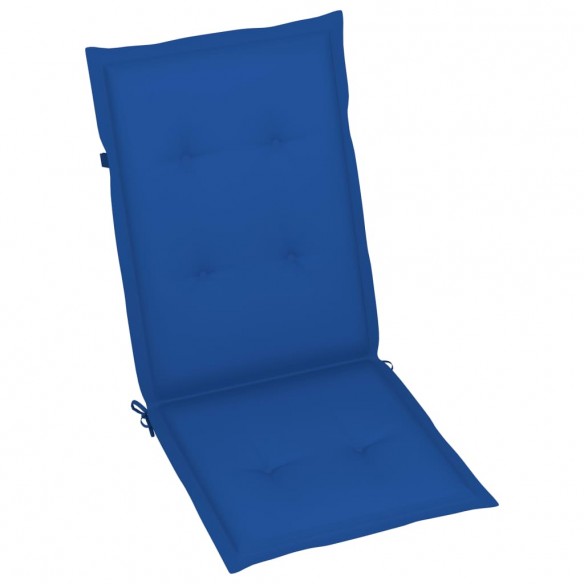 Chaises de jardin 4 pcs avec coussins bleu royal Bois de teck