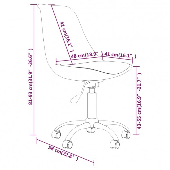 Chaise pivotante de salle à manger Noir Tissu