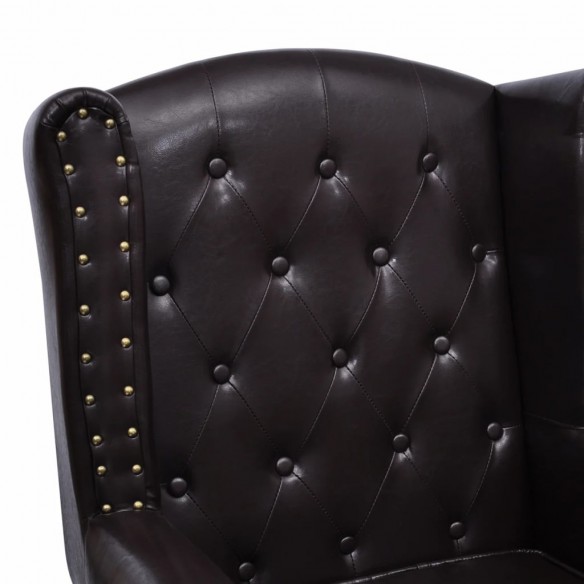 Fauteuil avec repose-pied Marron foncé Similicuir