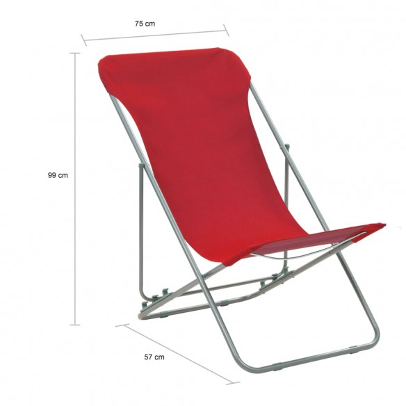 Chaises de plage pliables 2 pcs Acier et tissu oxford Rouge