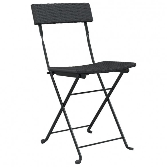 Chaises de bistrot pliantes 8 pcs Noir Résine tressée et acier