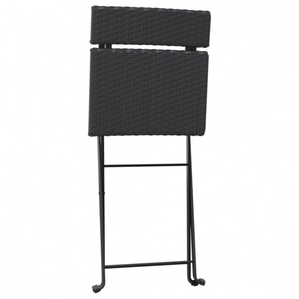 Chaises de bistrot pliantes 8 pcs Noir Résine tressée et acier