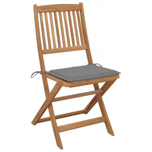 Chaises pliables d'extérieur avec coussins 8 pcs Bois d'acacia