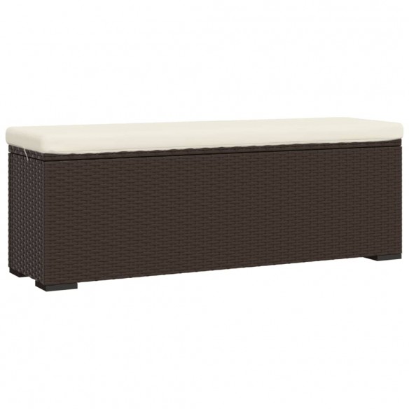 Banc pouf avec coussin marron 110x30x40 cm résine tressée