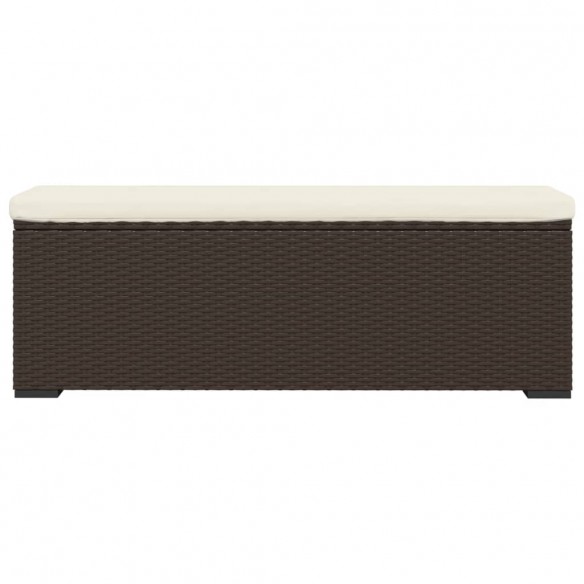 Banc pouf avec coussin marron 110x30x40 cm résine tressée