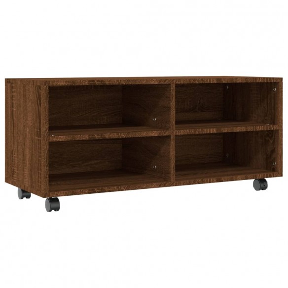 Meuble TV sur roulettes Chêne marron 90x35x35cm Bois ingénierie