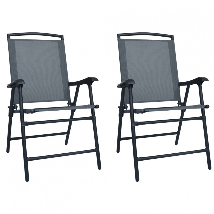 Chaises de jardin pliables 2 pcs Textilène Gris