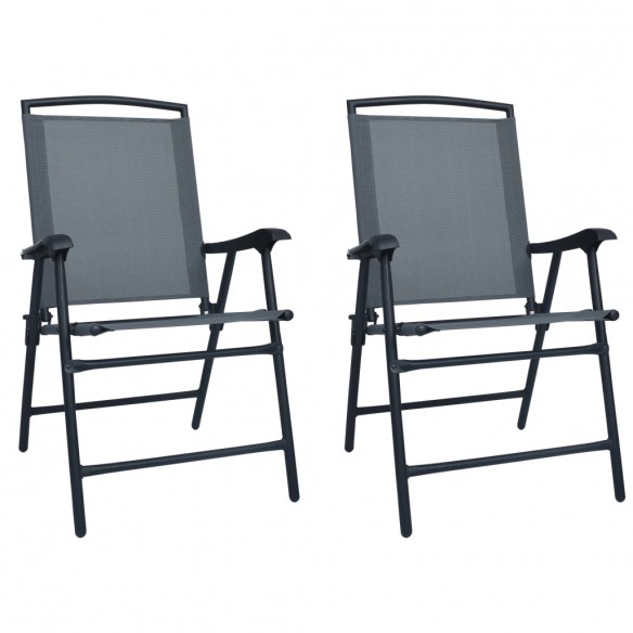 Chaises de jardin pliables 2 pcs Textilène Gris