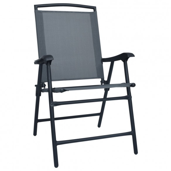 Chaises de jardin pliables 2 pcs Textilène Gris