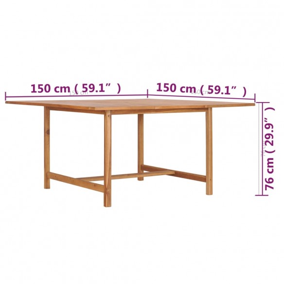 Table de jardin 150x150x76 cm Bois de teck solide