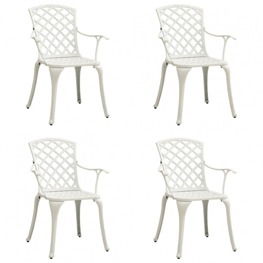 Chaises de jardin 4 pcs Aluminium coulé Blanc