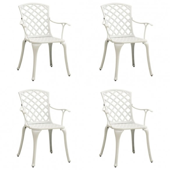 Chaises de jardin 4 pcs Aluminium coulé Blanc