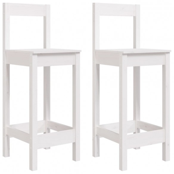 Tabourets de bar 2 pcs blanc 40x41,5x112 cm bois massif de pin