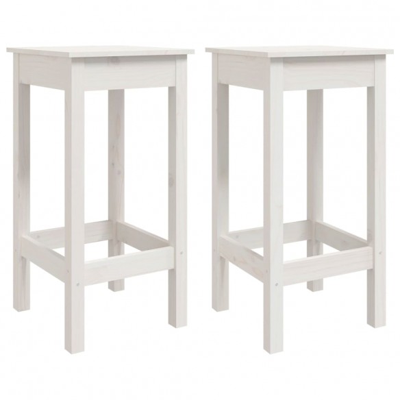 Tabourets de bar 2 pcs blanc 40x40x78 cm bois massif de pin