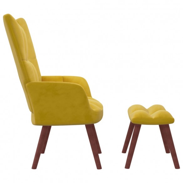 Chaise de relaxation avec repose-pied Jaune moutarde Velours