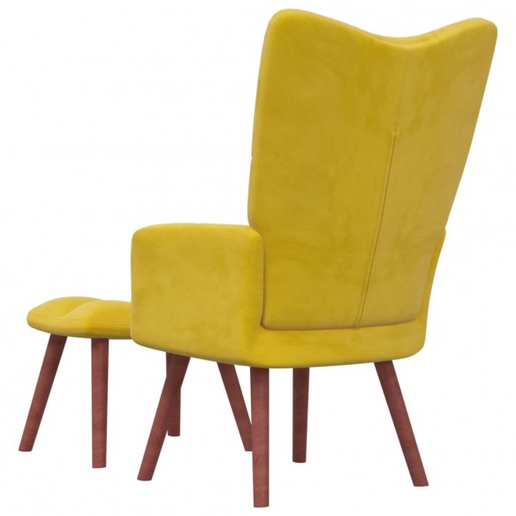 Chaise de relaxation avec repose-pied Jaune moutarde Velours