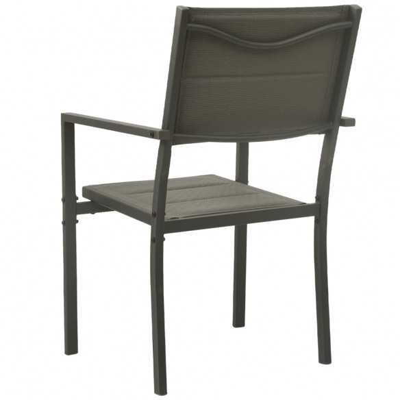 Chaises de jardin 2 pcs Textilène et acier Gris et anthracite