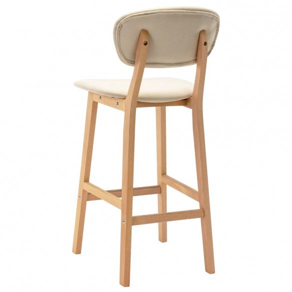 Tabourets de bar lot de 2 crème tissu