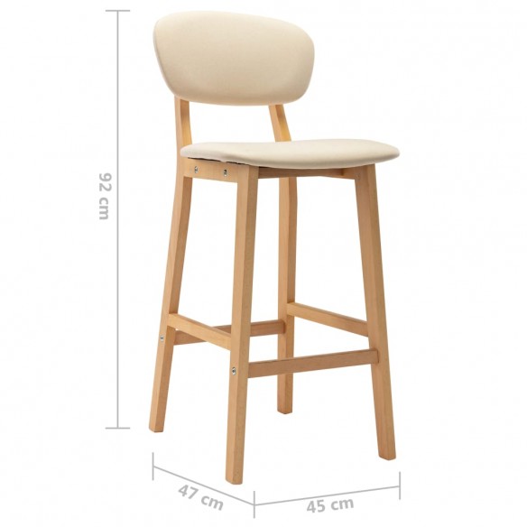 Tabourets de bar lot de 2 crème tissu