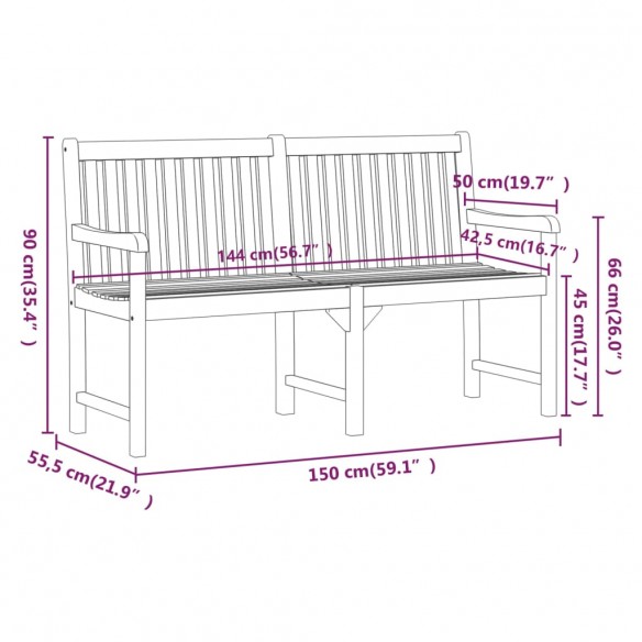 Banc de jardin 150 cm Bois solide d'acacia