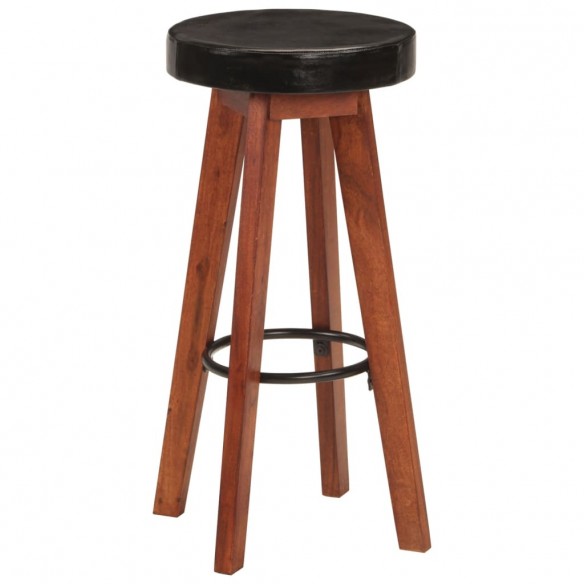 Tabourets de bar 2 pcs Cuir véritable et bois d'acacia solide