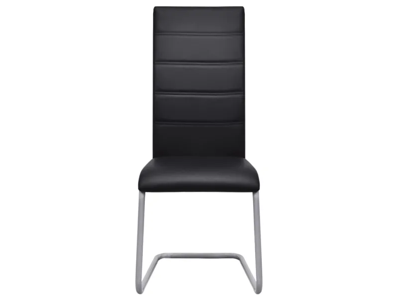 Chaises à manger cantilever lot de 4 noir similicuir