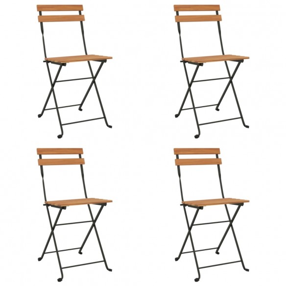 Chaises de bistrot pliantes 4 pcs Bois de teck solide et acier