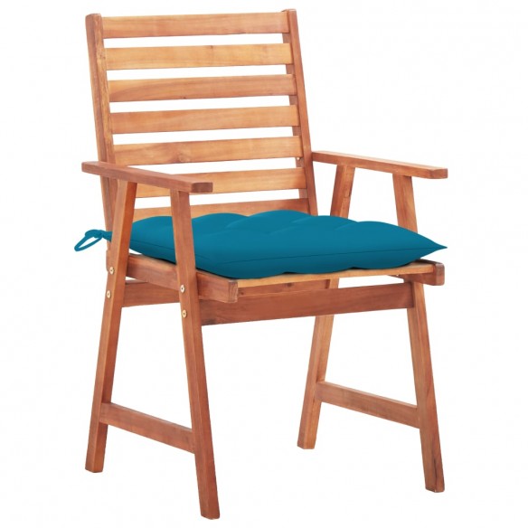 Chaises à dîner d'extérieur 2 pcs avec coussins Acacia massif